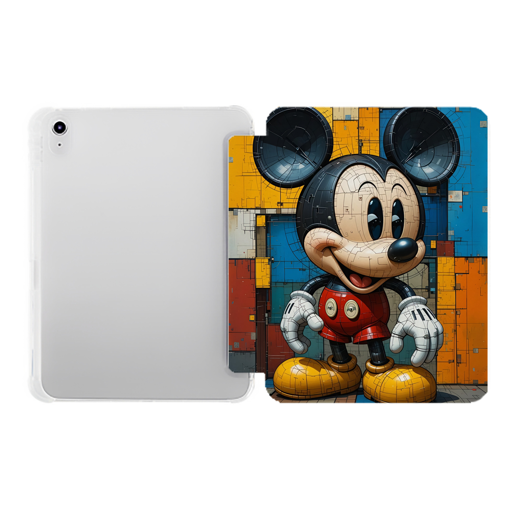 （画像用） ミッキーマウス Mickey Mouse IPad ケース ペン収納付き 三つ折りスタンド PUレザー×シリコン 対応機種9.5/10.5/10.9インチ